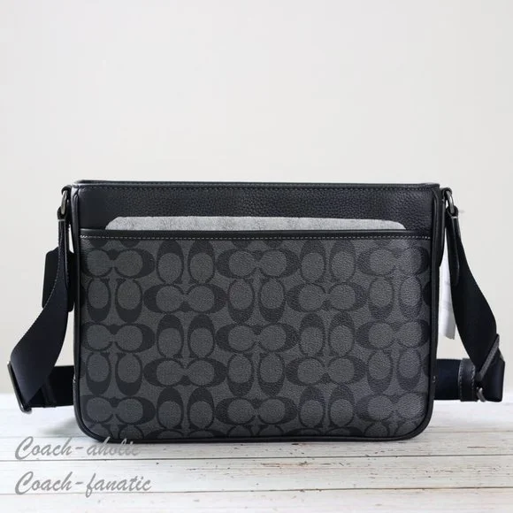 NWT Coach CH078 District Crossbody Signature Canvas & Leather Charcoal/Black - Picture 8 of 12